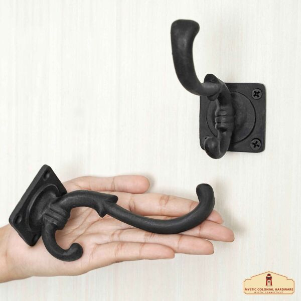 Crochets Muraux Industriels en Fer - Lot de 3 Porte-Manteaux Rustiques - pour Veste, Serviette