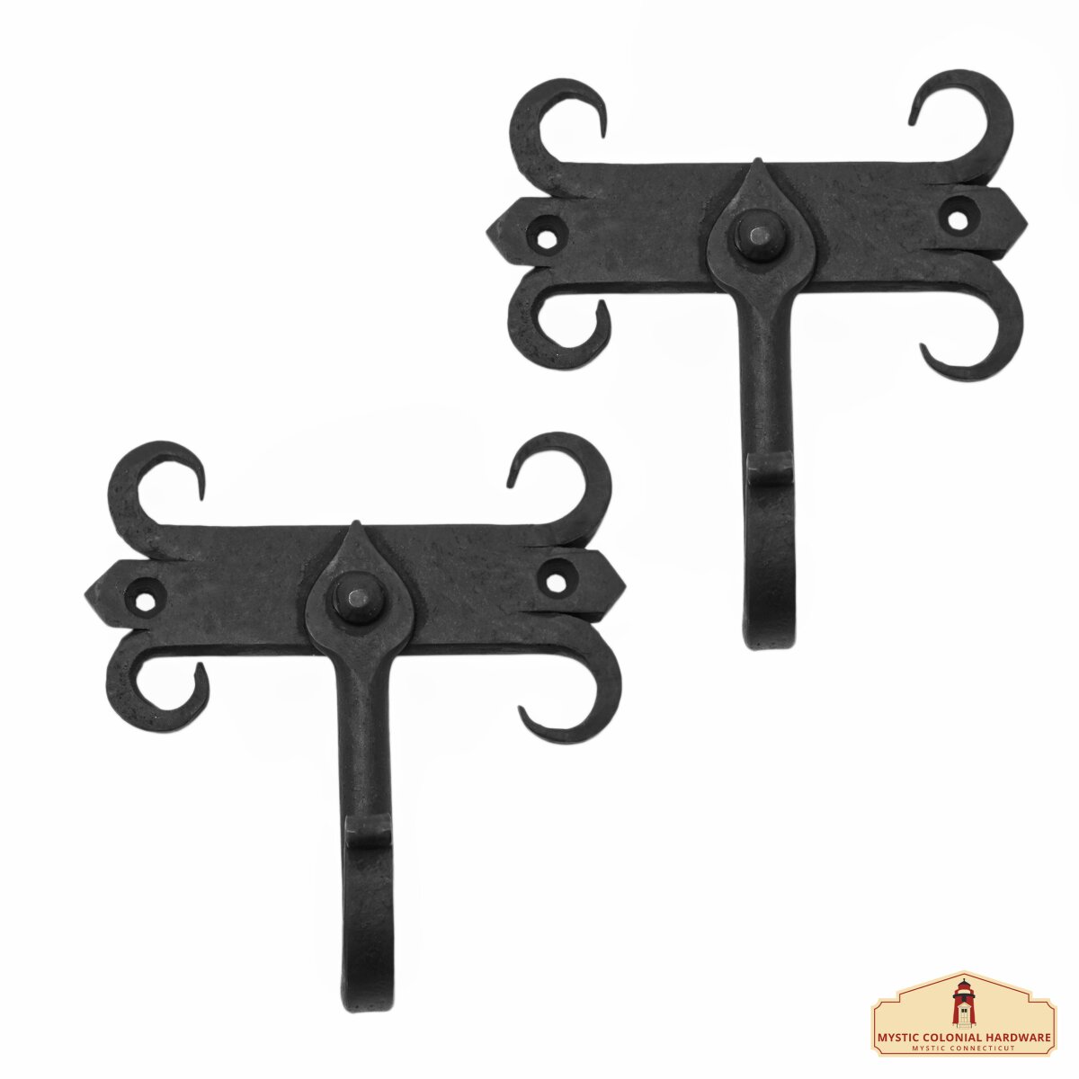 Rustic Forged Iron Wall Hooks, Heavy Duty Retro Utility...