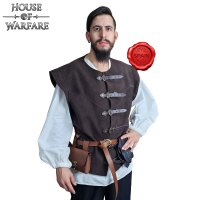 Gilet en daim sans manches mousquetaire type 1 marron