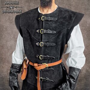 Tabard en daim avec boucles pour larp type 3 noir