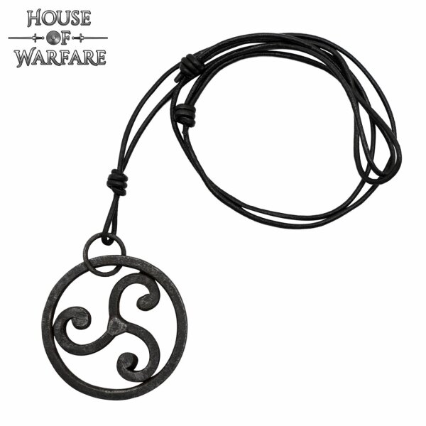 Pendentif triskèle ou triskélion forgé avec bracelet en cuir