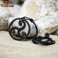 Pendentif triskèle ou triskélion forgé avec bracelet en cuir