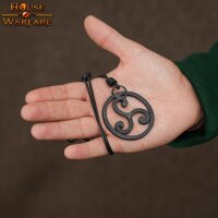 Pendentif triskèle ou triskélion forgé avec bracelet en cuir