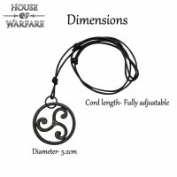 Pendentif triskèle ou triskélion forgé avec bracelet en cuir