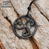 Pendentif triskèle ou triskélion forgé avec bracelet en cuir