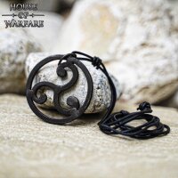 Pendentif triskèle ou triskélion forgé avec bracelet en cuir