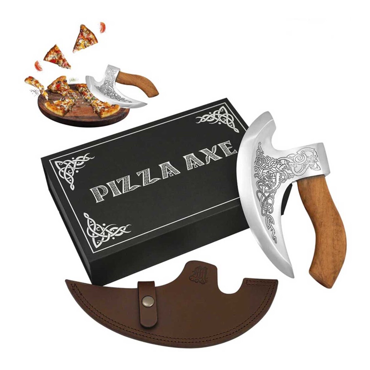 Viking Steel Pizza Axe Authentic Medieval Pizza Cutter...