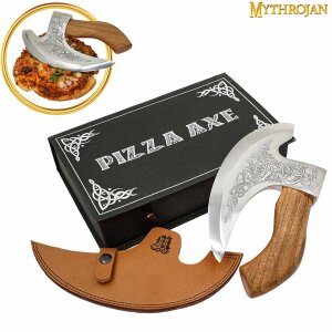 Hache à pizza viking avec tête gravée...