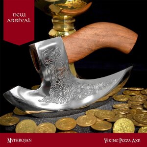 Hache à pizza viking avec tête gravée - lidée cadeau