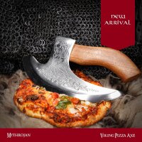 Hache à pizza viking avec tête gravée - lidée cadeau