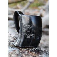 Chope à bière en corne - "Odin chevauche Sleipnir"