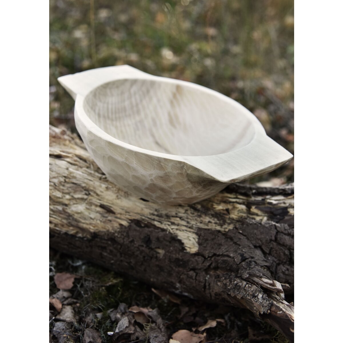 Wooden bowl with handles, hand-carved, approx. 27 x 21 cm