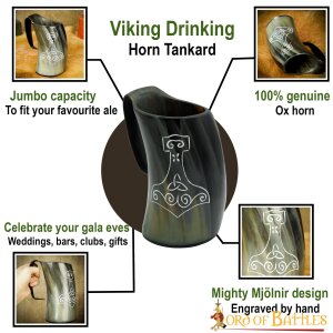 Chope à boire ou chope à bière Marteau de Thors "Mjölnir" app. Capacité de 600ml