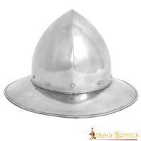 XIV siècle Chapeau de chaudron ou chapeau de fer Casque dacier avec incrustation de cuir