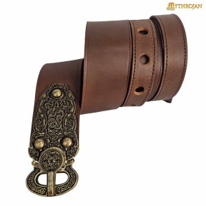 Large ceinture viking avec boucle de ceinture élaborée avec plaque de rivet décorée