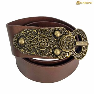 Large ceinture viking avec boucle de ceinture élaborée avec plaque de rivet décorée