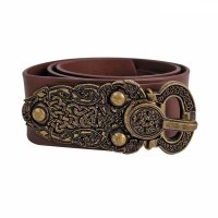 Large ceinture viking avec boucle de ceinture élaborée avec plaque de rivet décorée