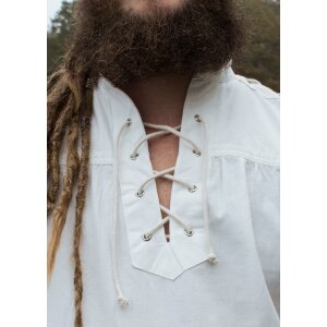 Medieval shirt Corvin with lacing, white, M