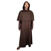 Set habit de moine brun: habit, cucullule, ceinture de corde & croix en bois