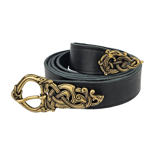 Ceinture Viking style Borress avec embout en laiton - 3 cm noir