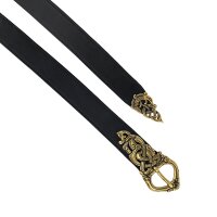 Ceinture Viking style Borress avec embout en laiton - 3 cm noir