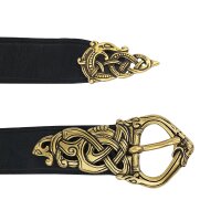 Ceinture Viking style Borress avec embout en laiton - 3 cm noir