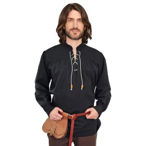 Chemise médiévale classique ou chemise à lacets noire "Anno" S
