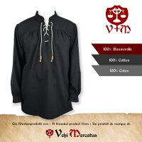 Chemise médiévale classique ou chemise à lacets noire "Anno" M