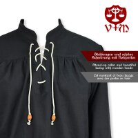 Chemise médiévale classique ou chemise à lacets noire "Anno" M
