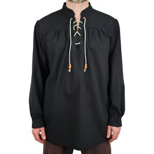 Chemise médiévale classique ou chemise à lacets noire "Anno" XXL