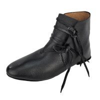 Chaussures médiévales réversibles à lacets en cuir de vache noir