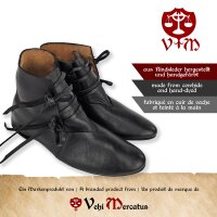 Chaussures médiévales réversibles à lacets en cuir de vache noir