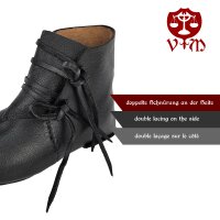 Chaussures médiévales réversibles à lacets en cuir de vache noir