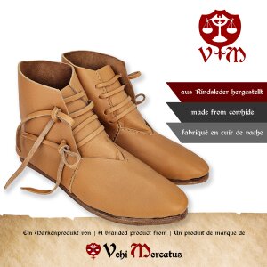 Mittelalter Schuhe Typ London genagelte Doppelsohle Naturbraun Gr. 40, B-WARE