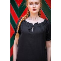 Mittelalterliche Sommerbluse "Otilia" in Schwarz XXL, B-WARE