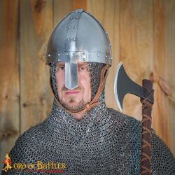 Casque en acier normand à visière nasale avec doublure en cuir, calibre 14 (2 mm)