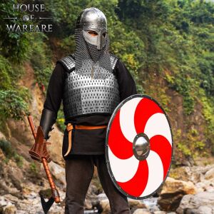 Bouclier Viking Rond Médiéval Fait Main - 60 Cm (24 Pouces), Bois, Aspect Antique, Déco