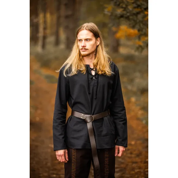 Chemise médiévale noire "Otto"