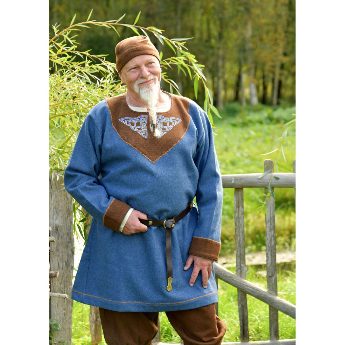 Tunique viking en laine bleu-marron &quo box