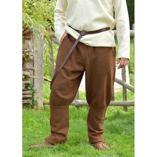Pantalon viking en sergé diamant, laine, marron "Helmer"