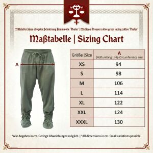 Pantalon médiéval vert olive laçage coton "Thalor