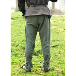 Pantalon médiéval vert olive laçage coton "Thalor