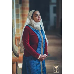 Robe médiévale sans manches en tissu brocart