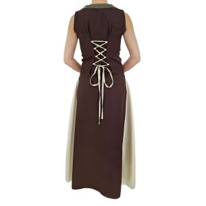 Robe médiévale sans manches à lacets, marron / naturel « Juta », taille S, article de deuxième choix