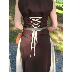 Robe médiévale sans manches à lacets, marron / naturel « Juta », taille S, article de deuxième choix