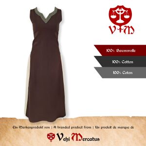 Robe médiévale sans manches à lacets, marron / naturel « Juta », taille S, article de deuxième choix