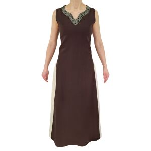 Robe médiévale sans manches à lacets, marron / naturel « Juta », taille S, article de deuxième choix
