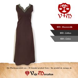 Robe médiévale sans manches à lacets, marron / naturel « Juta », taille S, article de deuxième choix