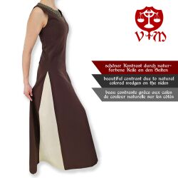 Robe médiévale sans manches à lacets, marron / naturel « Juta », taille S, article de deuxième choix