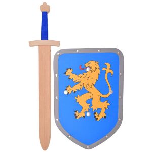 Ensemble épée et bouclier en bois avec...